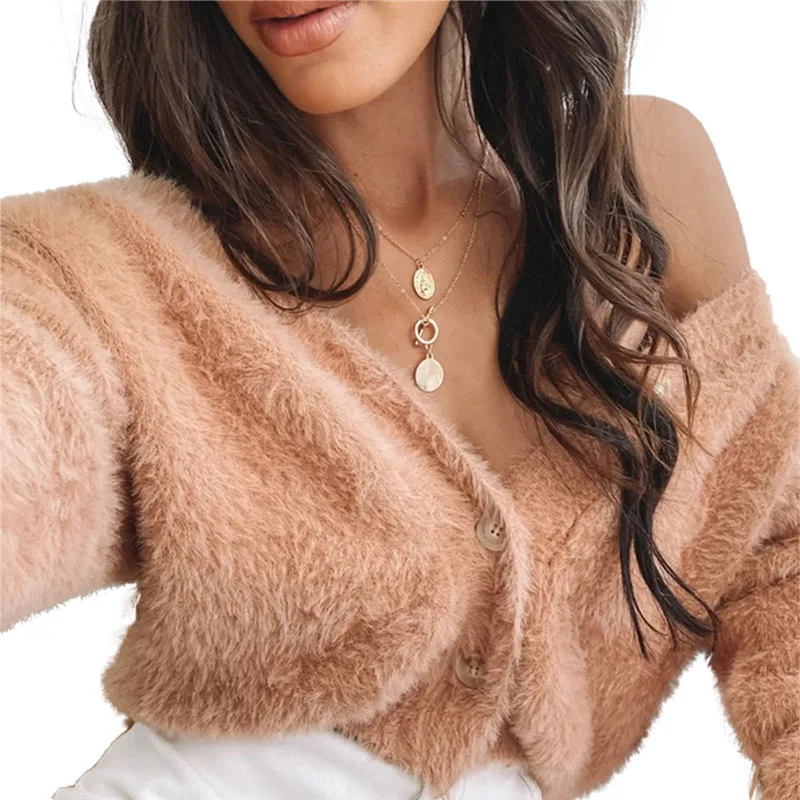Women's Plush Coat Cardigan Double-Side Wear Loose Casual V-Neck Fall Long Sleeve Clothes Crop Jacket Autumn Coat Fur Cardigan
Women's Plush Coat Cardigan Double-Side Wear Loose Casual V-Neck Fall Long Sleeve Clothes Crop Jacket Autumn Coat Fur Cardigan