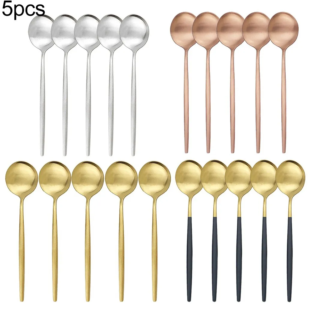 5pcs Dinnerware Spoon Stainless Steel Cutlery Dinner Coffee Tea Spoon 4 Colors Anti-rust Durable Tableware Kitchen Tool Gadgets
5pcs Dinnerware Spoon Stainless Steel Cutlery Dinner Coffee Tea Spoon 4 Colors Anti-rust Durable Tableware Kitchen Tool Gadgets