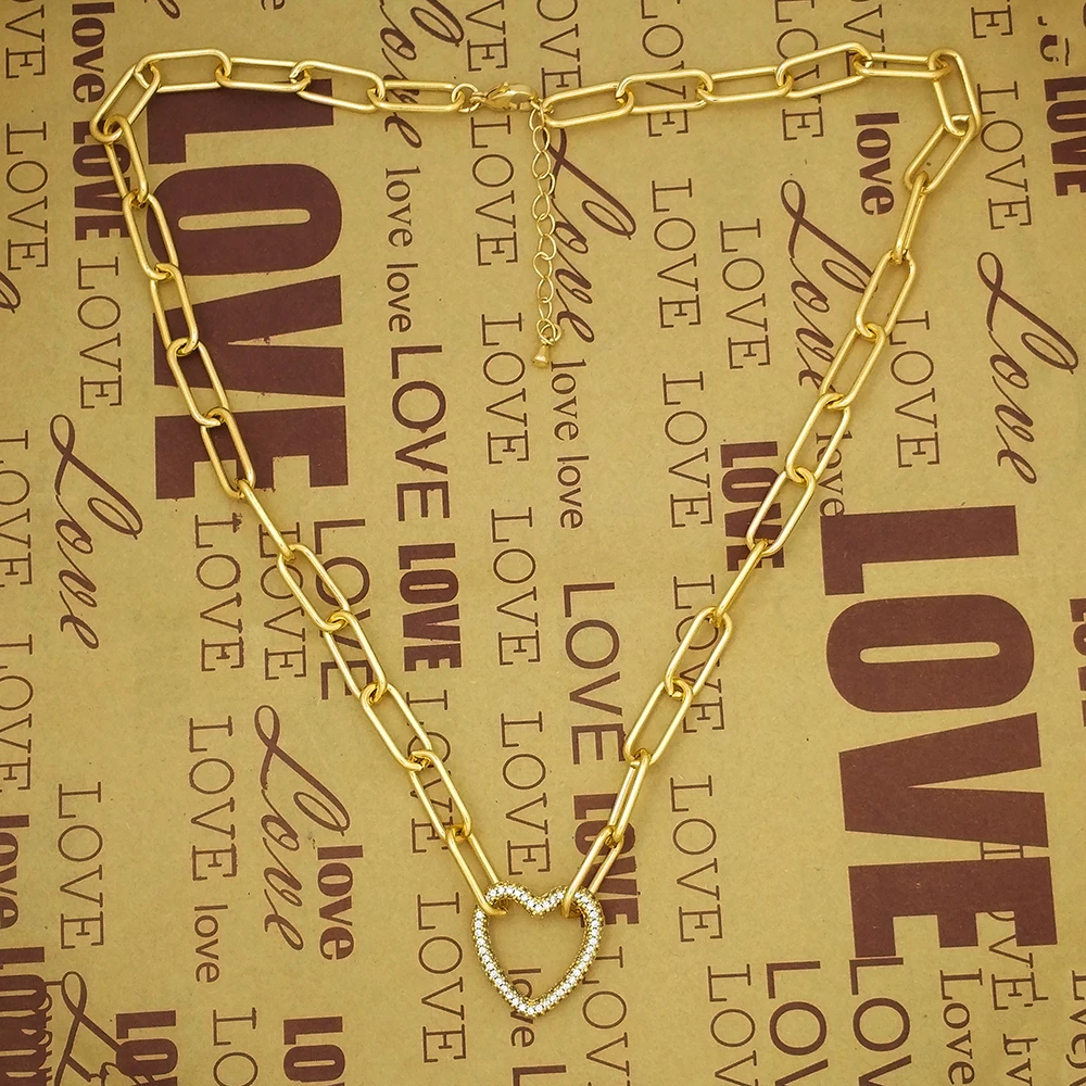 Carabiner CZ Heart Pendant Necklace for Woman Geometric Chunky Cuban Chain Necklace Zirconia Gold Jewelry Bohemian collana cuore
Carabiner CZ Heart Pendant Necklace for Woman Geometric Chunky Cuban Chain Necklace Zirconia Gold Jewelry Bohemian collana cuore