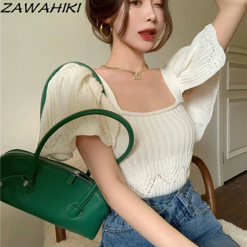 Вязаные женские футболки zawhiki, однотонные белые облегающие короткие футболки с пышными рукавами, винтажные сексуальные топы с квадратным в...
Вязаные женские футболки zawhiki, однотонные белые облегающие короткие футболки с пышными рукавами, винтажные сексуальные топы с квадратным в...