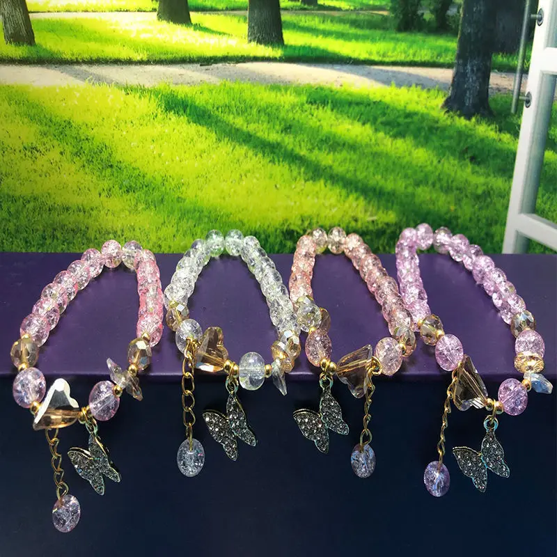Girls butterfly pendant bracelet hand string Mori series Crafts niche design crystal Stone bead Women gift Jewelry
Girls butterfly pendant bracelet hand string Mori series Crafts niche design crystal Stone bead Women gift Jewelry