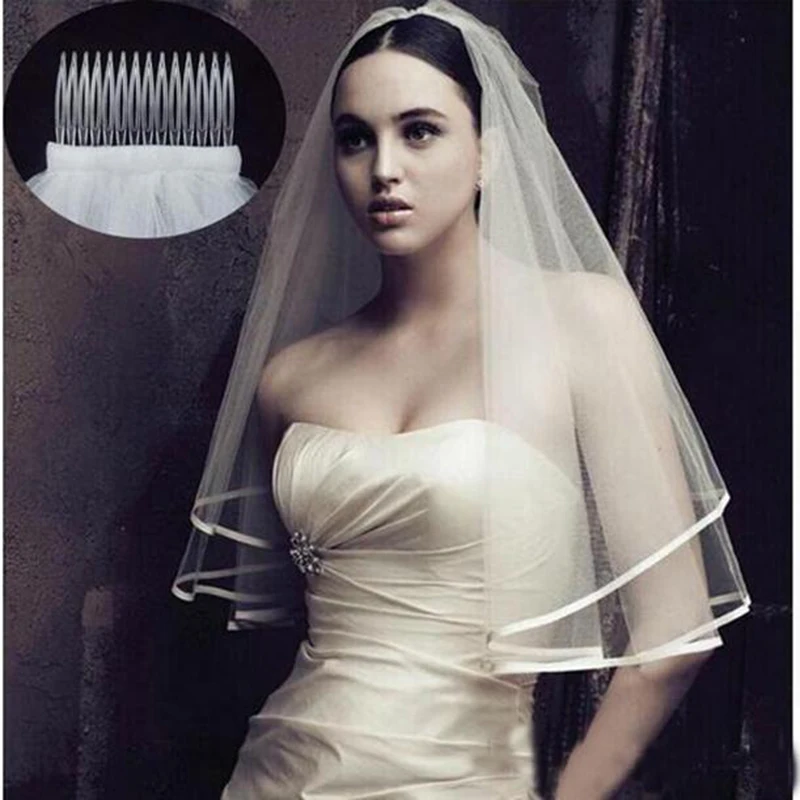 2020 New Arrival Wedding Accessories Two Layer Ribbon Edge White Ivory Wedding Veils Bridal Veil With Comb
2020 New Arrival Wedding Accessories Two Layer Ribbon Edge White Ivory Wedding Veils Bridal Veil With Comb