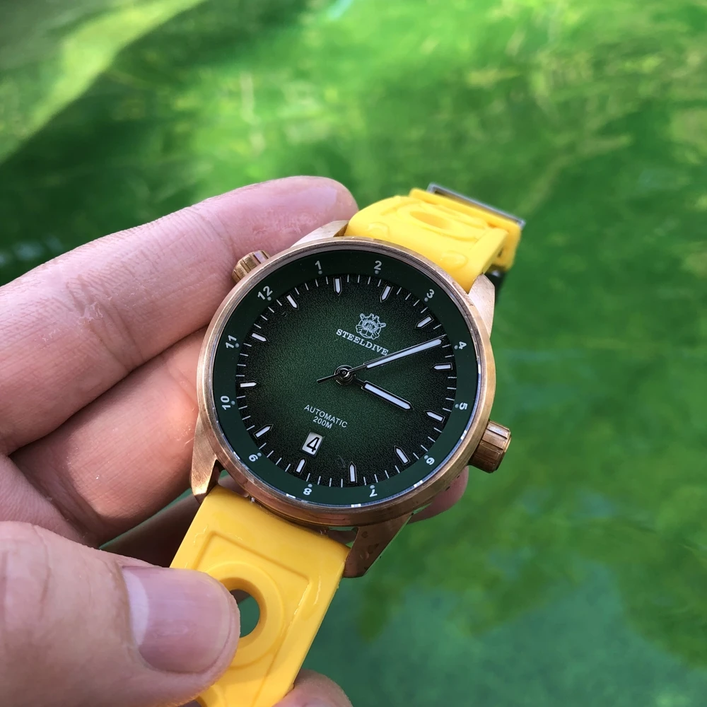 SteelDive 1949S-Pro Diver Watch 200m Bronze Dive Watch 200m Mens Automatic Mechanical Watches NH35 Sapphire Crystal TiSn8 Bronze
SteelDive 1949S-Pro Diver Watch 200m Bronze Dive Watch 200m Mens Automatic Mechanical Watches NH35 Sapphire Crystal TiSn8 Bronze