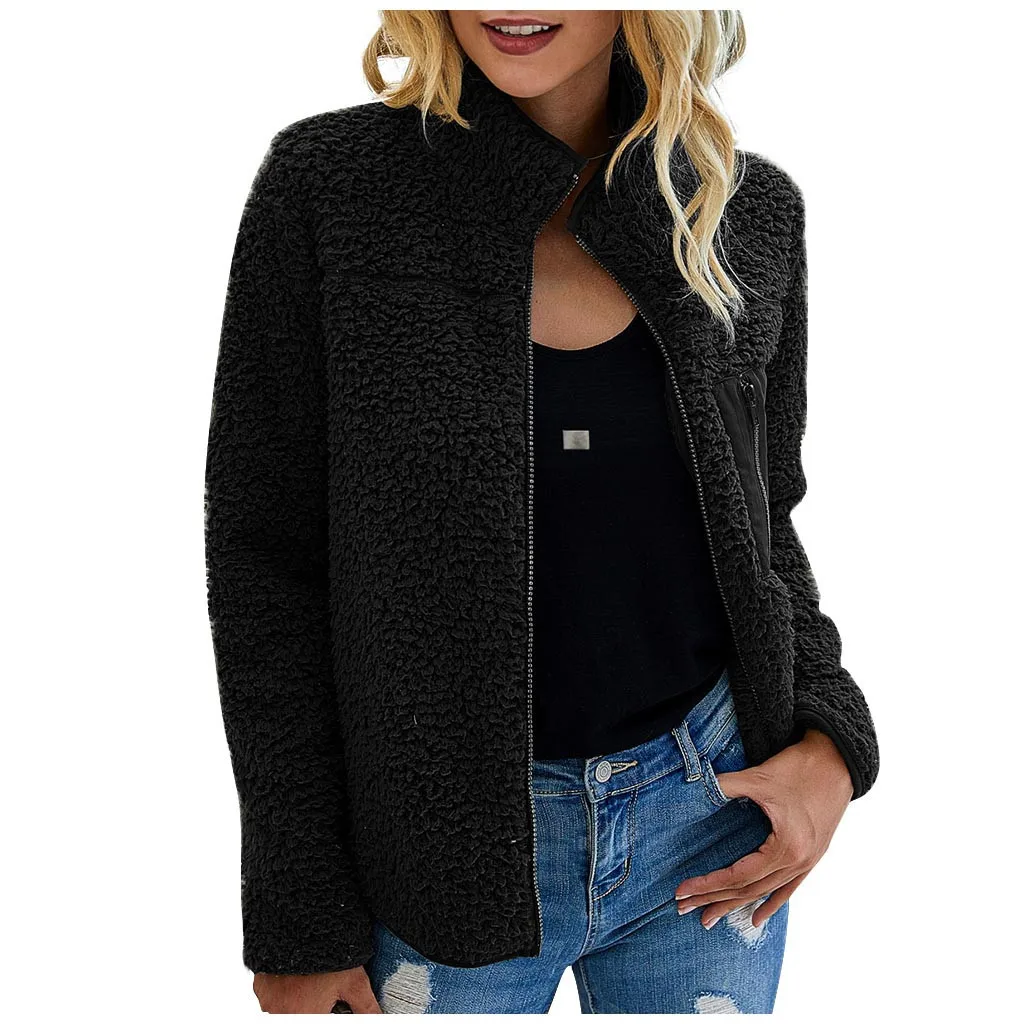 Women Solid Keep Warm Stand Plush Color Collar Fashion Pockets Coat Jacket Women's Coat Jacket
Women Solid Keep Warm Stand Plush Color Collar Fashion Pockets Coat Jacket Women's Coat Jacket