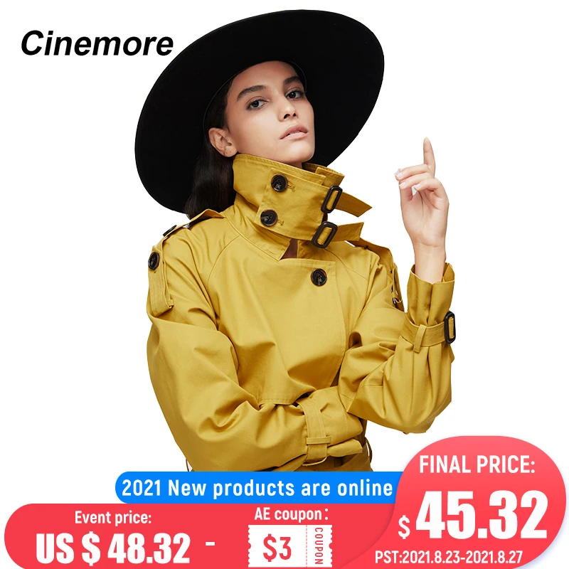 Женский двубортный Тренч Cinema ore Длинная Верхняя одежда на осень 2020 9003|Женские
