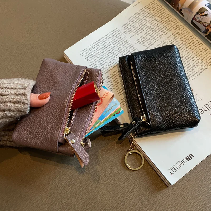 Small leather coin purse, female mini key, three-layer cute leather wallet, simple zipper small wallet
Small leather coin purse, female mini key, three-layer cute leather wallet, simple zipper small wallet