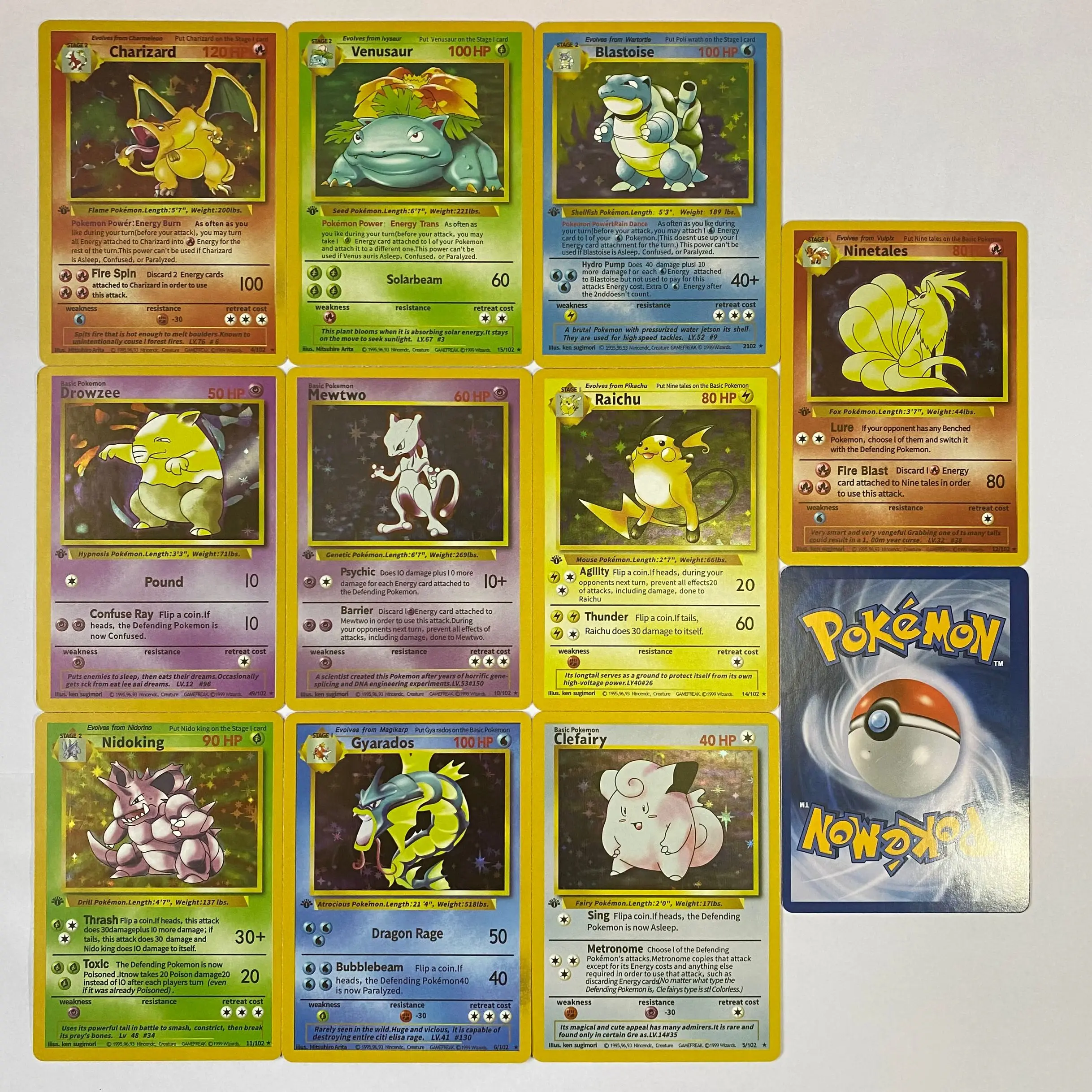 12Pcs Diy Pokemon Cards Raichu Mew Vulpix Charizard Venusaur Blastoise First Generation Flash Card Collectible Toys
12Pcs Diy Pokemon Cards Raichu Mew Vulpix Charizard Venusaur Blastoise First Generation Flash Card Collectible Toys