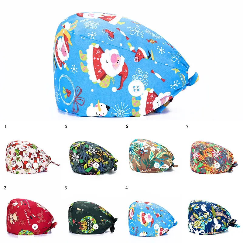 Christmas Printing Nurse Hat For Women With Buttons Doctor Hat Buckle Pure Cotton Surgicals Cap Baotou Cap Scrub Nurse Hats #2
Christmas Printing Nurse Hat For Women With Buttons Doctor Hat Buckle Pure Cotton Surgicals Cap Baotou Cap Scrub Nurse Hats #2