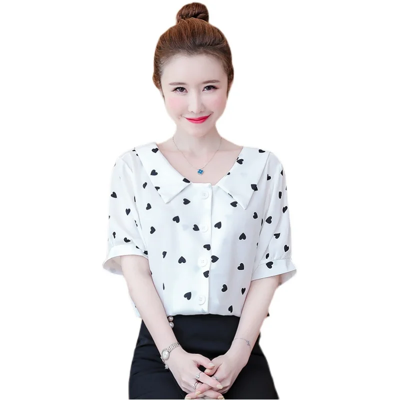 COIGARSAM Short Sleeve blouse women Summer Loose Polka Dot Chiffon Peter pan Collar blusas womens tops and blouses Green 287
COIGARSAM Short Sleeve blouse women Summer Loose Polka Dot Chiffon Peter pan Collar blusas womens tops and blouses Green 287