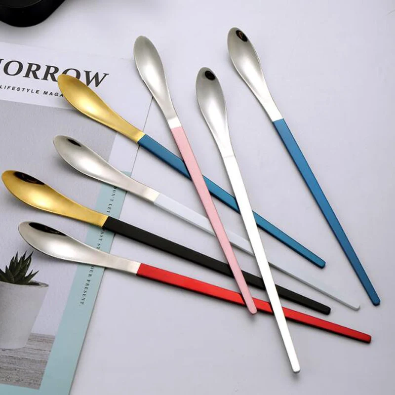 100pcs Color Coffee Tea Stir Spoon Long Handle Ice Cream Dessert Spoons Stainless Steel Tableware Kitchen Supplies
100pcs Color Coffee Tea Stir Spoon Long Handle Ice Cream Dessert Spoons Stainless Steel Tableware Kitchen Supplies