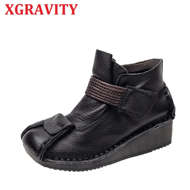 XGRAVITY 2020 Ethnic Hand-made Ladies Wedge Shoes Elegant Cow Genuine Leather Wedges Boots Square Toe Single Boots New Lady Shoe
XGRAVITY 2020 Ethnic Hand-made Ladies Wedge Shoes Elegant Cow Genuine Leather Wedges Boots Square Toe Single Boots New Lady Shoe