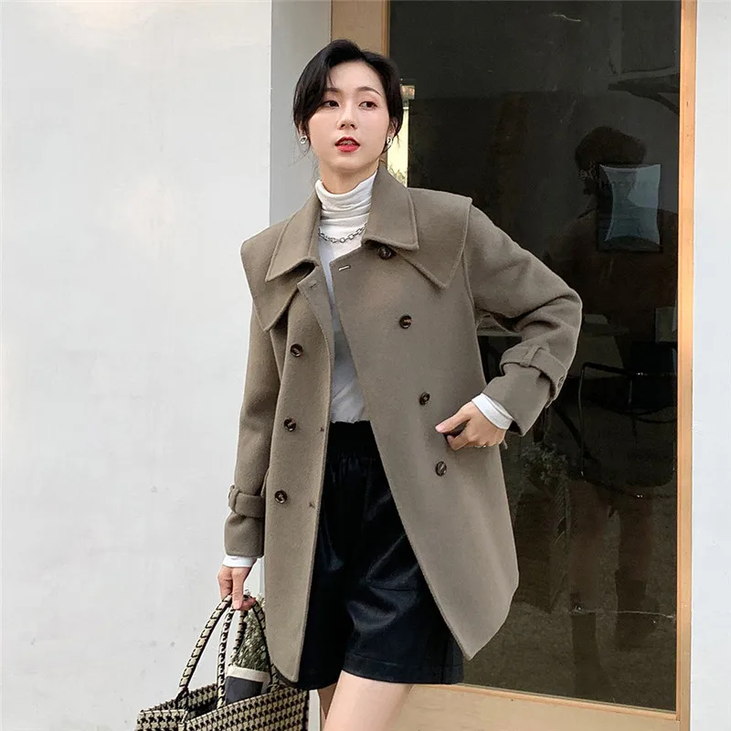 2020 Autumn And Winter New Simple Hepburn Style Mid Length Handmade High Count Wool Fashion Double Sided Woolen Coat Female C210
2020 Autumn And Winter New Simple Hepburn Style Mid Length Handmade High Count Wool Fashion Double Sided Woolen Coat Female C210