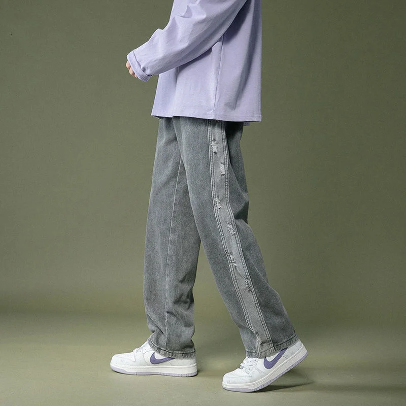 2021 Men's Side Stitching Holes Wash Jeans Pure Color Loose Fashion Casual Pants Streetwear Trend Trousers Plus Size S-2XL
2021 Men's Side Stitching Holes Wash Jeans Pure Color Loose Fashion Casual Pants Streetwear Trend Trousers Plus Size S-2XL
