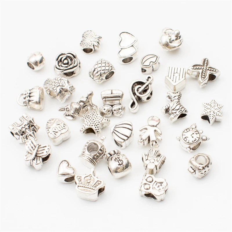 30 PCS/Lot Mixed Silver Color Random Alloy Bead Charms For DIY Bracelet Necklace Jewelry Making
30 PCS/Lot Mixed Silver Color Random Alloy Bead Charms For DIY Bracelet Necklace Jewelry Making