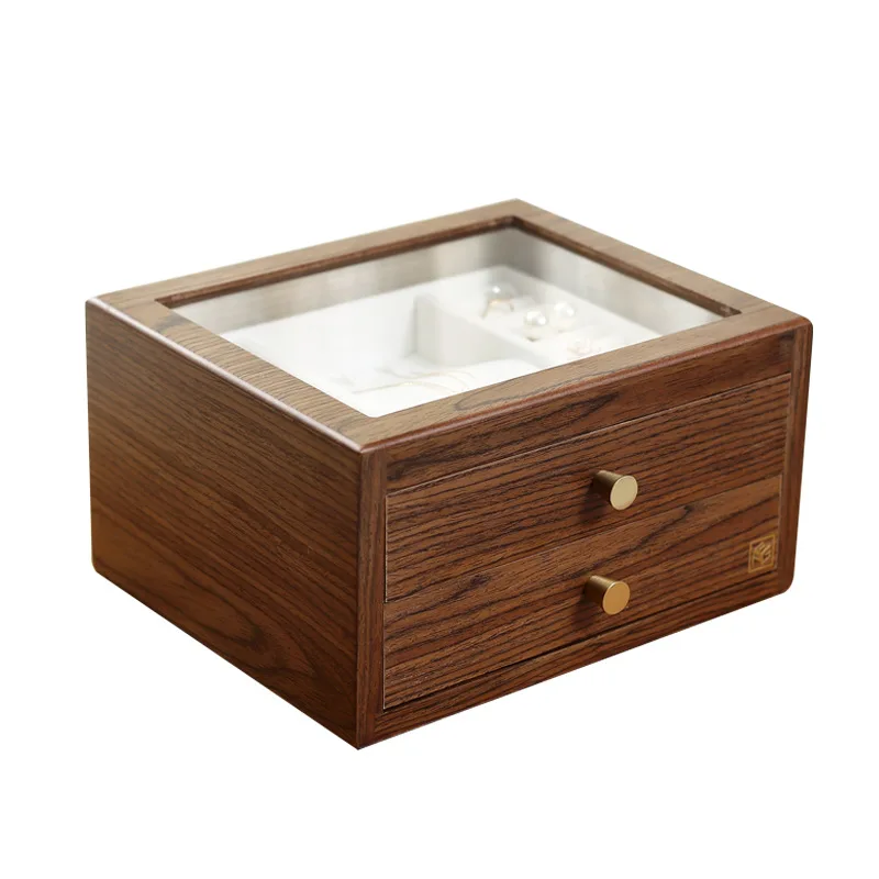 2021 New Walnut Jewelry Desktop Transparent Visual Storage Box Double Drawer Wooden Display Box Jewelry Watch
2021 New Walnut Jewelry Desktop Transparent Visual Storage Box Double Drawer Wooden Display Box Jewelry Watch