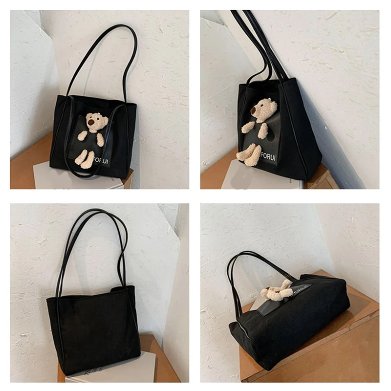 Cute Bear Canvas Handbag Fashion Casual Student Cartoon Tote Bag Large Capacity Shoulder Shopping Bag
Cute Bear Canvas Handbag Fashion Casual Student Cartoon Tote Bag Large Capacity Shoulder Shopping Bag