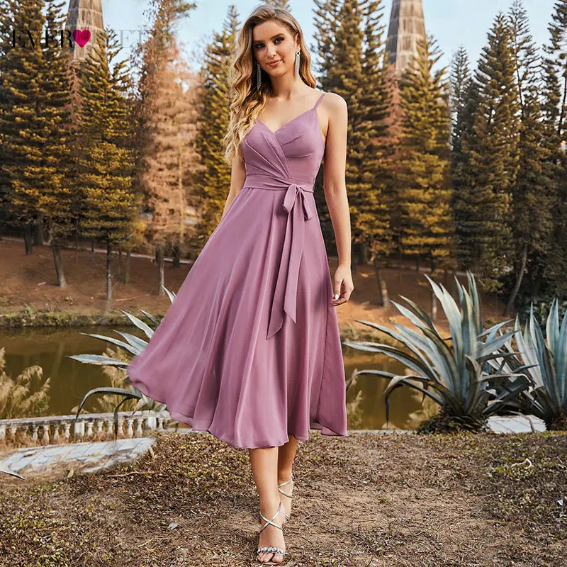 Orchid Purple Bridesmaid Dresses Short Ever Pretty Elegant A Line Spaghetti Straps Chiffon Wedding Party Dress With Belt ES03127
Orchid Purple Bridesmaid Dresses Short Ever Pretty Elegant A Line Spaghetti Straps Chiffon Wedding Party Dress With Belt ES03127