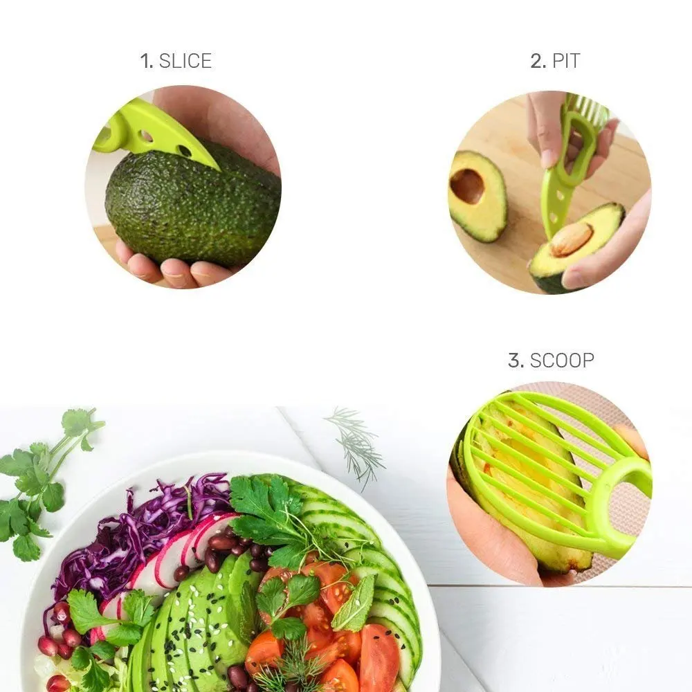 3-in-1Avocado Slicer Shea Corer Butter Fruit Peeler Cutter Pulp Separator Plastic Knife Vegetable Tools Kitchen Accessories
3-in-1Avocado Slicer Shea Corer Butter Fruit Peeler Cutter Pulp Separator Plastic Knife Vegetable Tools Kitchen Accessories