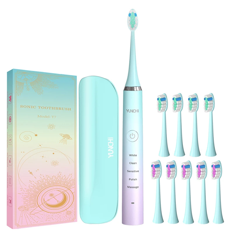 YUNCHI Sonic Electric Toothbrush 5 Modes Deep Oral Clean USB Rechargeable Soft Bristles Waterproof Tooth Brush for Travel Couple 
YUNCHI Sonic Electric Toothbrush 5 Modes Deep Oral Clean USB Rechargeable Soft Bristles Waterproof Tooth Brush for Travel Couple