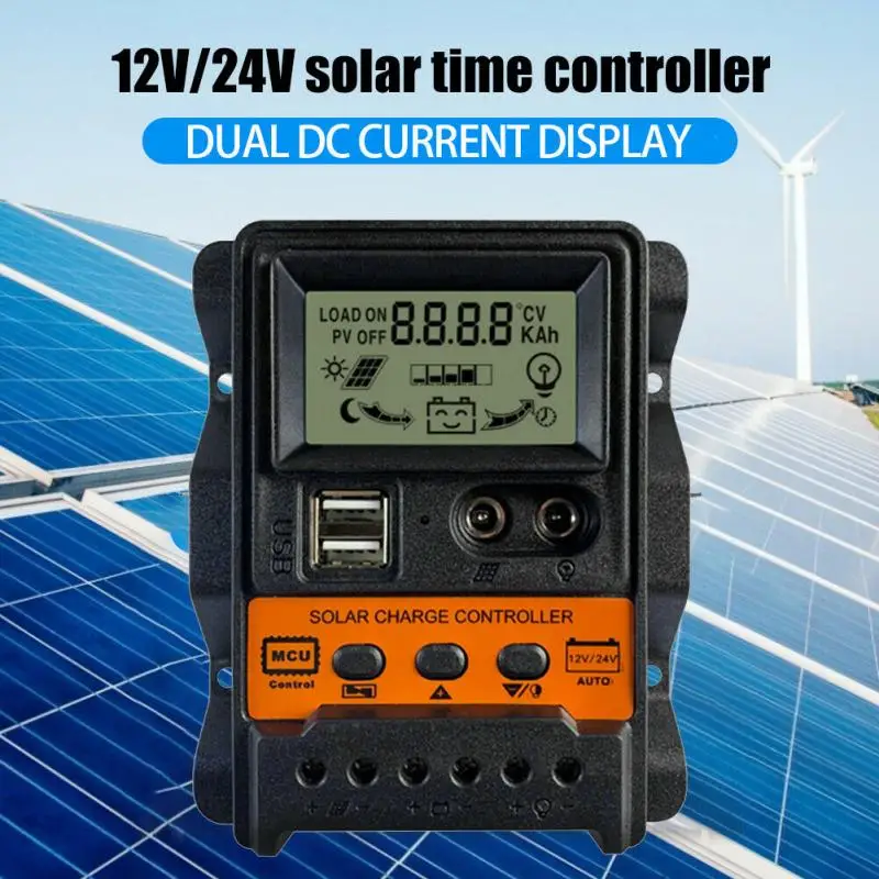 10A 20A 30A 12V 24V Auto Solar Charge Controller PWM Controllers LCD Display Dual USB 5V Output Solar Panel PV Regulator
10A 20A 30A 12V 24V Auto Solar Charge Controller PWM Controllers LCD Display Dual USB 5V Output Solar Panel PV Regulator