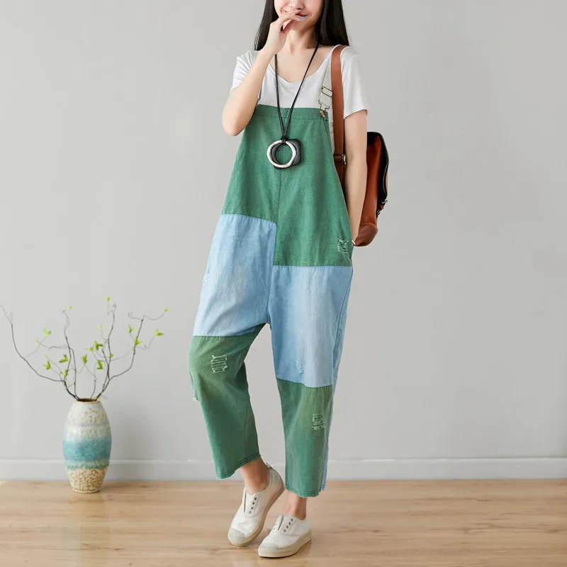 Ladies denim overalls new retro plus size overalls stitching contrast frayed casual pants cotton and linen cropped trousers
Ladies denim overalls new retro plus size overalls stitching contrast frayed casual pants cotton and linen cropped trousers