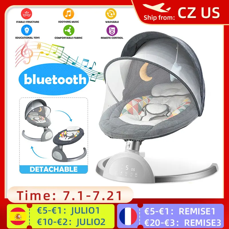 Baby Smart Electric Baby Cradle with Safe Five-point Seat Belt Crib Rocking Chair Newborn Calm Chair Bluetooth with Belt Remote
Baby Smart Electric Baby Cradle with Safe Five-point Seat Belt Crib Rocking Chair Newborn Calm Chair Bluetooth with Belt Remote