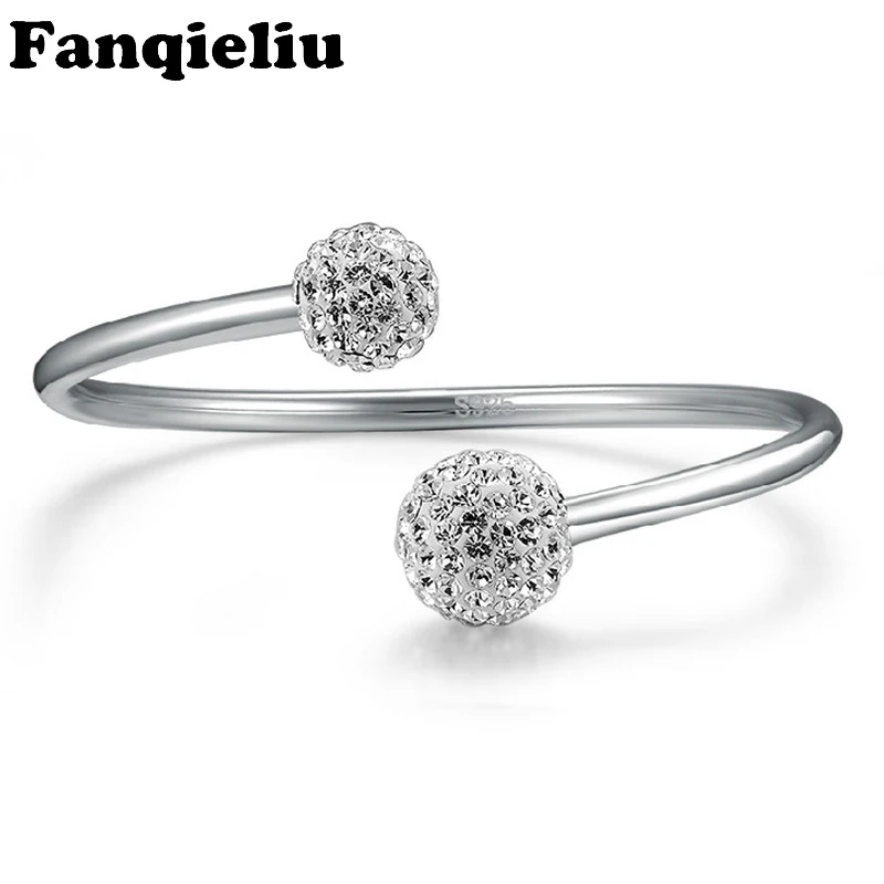 Fanqieliu Solid 925 Silver Bangles Charms Two Shambhala Crystal Ball Cuff Bracelet For Women Adjustable Bracelets FQL20019
Fanqieliu Solid 925 Silver Bangles Charms Two Shambhala Crystal Ball Cuff Bracelet For Women Adjustable Bracelets FQL20019