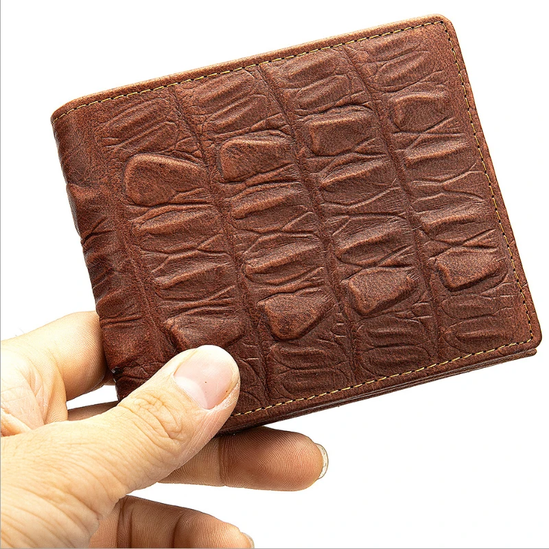 Cool Fashion Short Wallet For Man Crocodile Pattern Card Cash Photo Purse In Pants Pocket Men Male Genuine Leather | Багаж и сумки