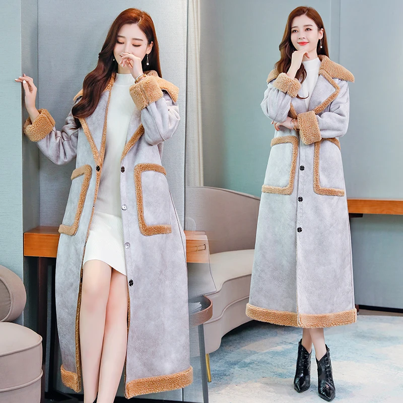 Lamb fur fur all-in-one coat Women's Mid-length new winter clothes Korean-style over-the-knee thickened warm cotton-padded 
Lamb fur fur all-in-one coat Women's Mid-length new winter clothes Korean-style over-the-knee thickened warm cotton-padded