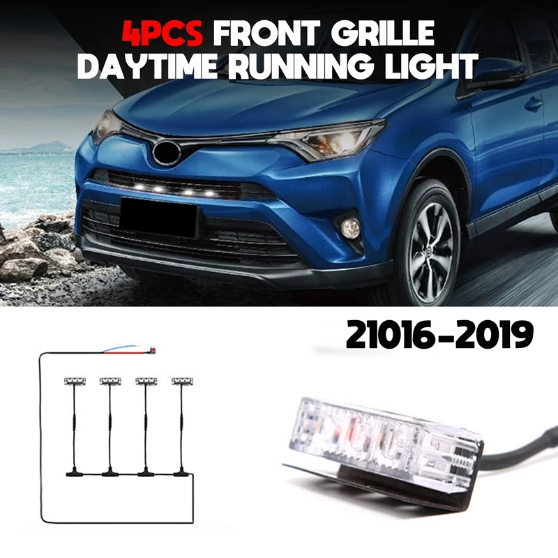 4PCS Car Front Grille LED Lights, for Toyota RAV4 2016 2017 2018 2019 DRL External Grille Driving Lamps
4PCS Car Front Grille LED Lights, for Toyota RAV4 2016 2017 2018 2019 DRL External Grille Driving Lamps