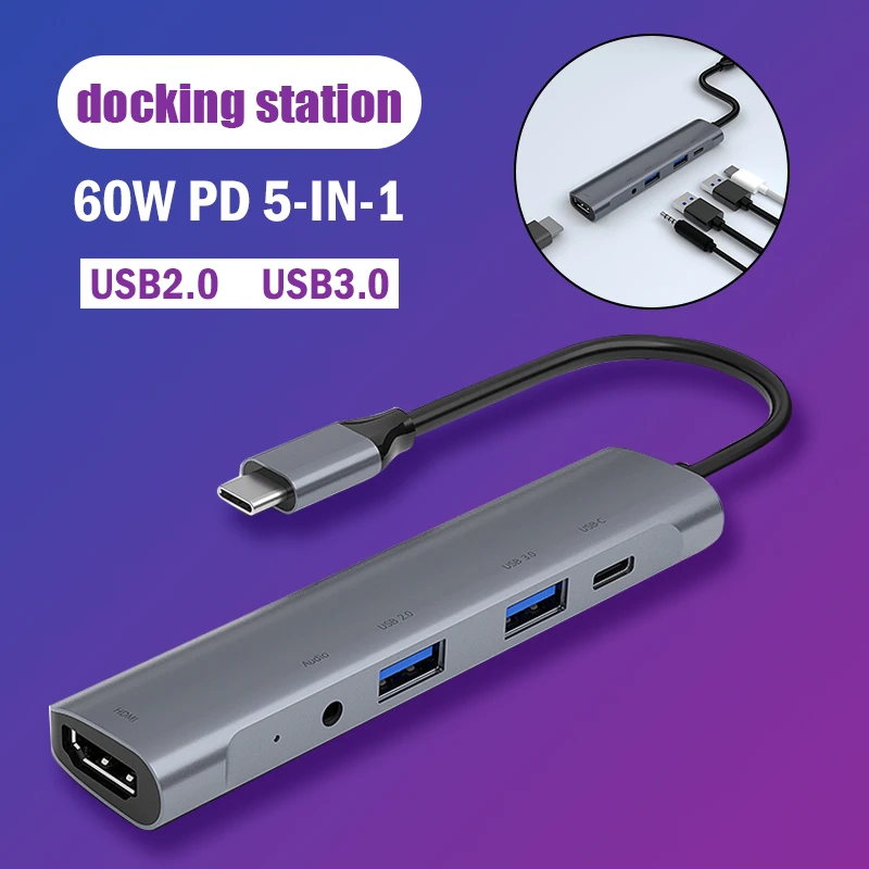 Type-C to HDMI Hub 60W PD 5 in 1 USB 2.0 3.0 Audio USB-C Portable for Home Office JHP-Best
Type-C to HDMI Hub 60W PD 5 in 1 USB 2.0 3.0 Audio USB-C Portable for Home Office JHP-Best
