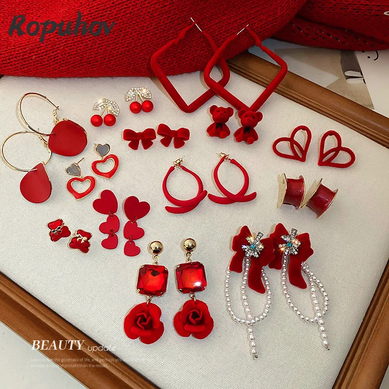 Ropuhov 2021 New Woman 925 Silver Needle Red Flocking Love Bow Design Sense Earrings Christmas Gift
Ropuhov 2021 New Woman 925 Silver Needle Red Flocking Love Bow Design Sense Earrings Christmas Gift