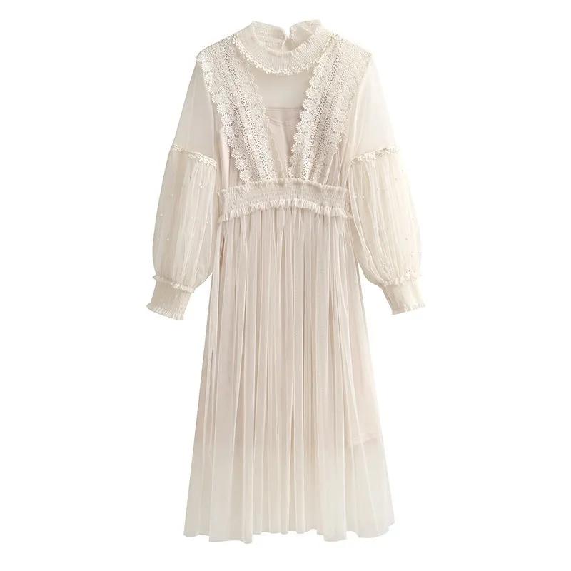 Lace Hollow Out Women Dress Stand Collar Lantern Sleeve New Korean Summer Casual Embroidery Sweet Sexy Party Dress Vestidos
Lace Hollow Out Women Dress Stand Collar Lantern Sleeve New Korean Summer Casual Embroidery Sweet Sexy Party Dress Vestidos