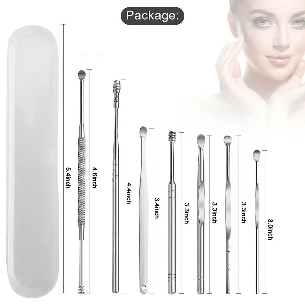 7Pcs/set Ear Wax Pickers Steel Earpick Wax Remover Clean Cleaner Pick Ear Spoon Ear Tool Cleaner Ear Curette Care B8M5
7Pcs/set Ear Wax Pickers Steel Earpick Wax Remover Clean Cleaner Pick Ear Spoon Ear Tool Cleaner Ear Curette Care B8M5