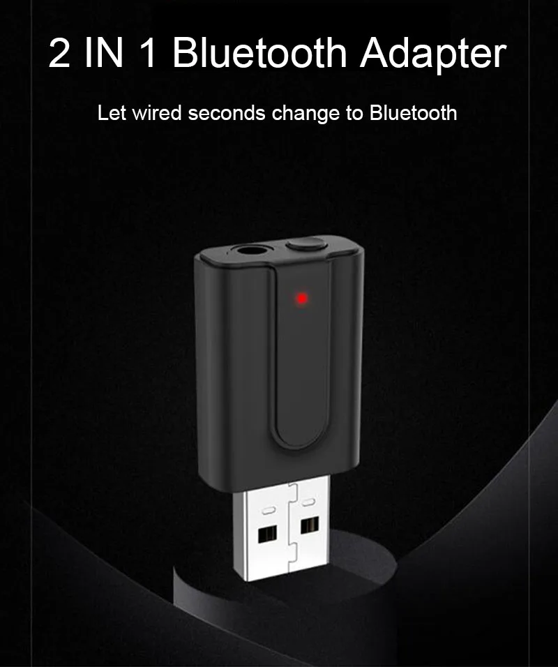 Bluetooth 5 0 аудио передатчик приемник 2 в 1 3 мм AUX Jack Hifi стерео USB беспроводной адаптер