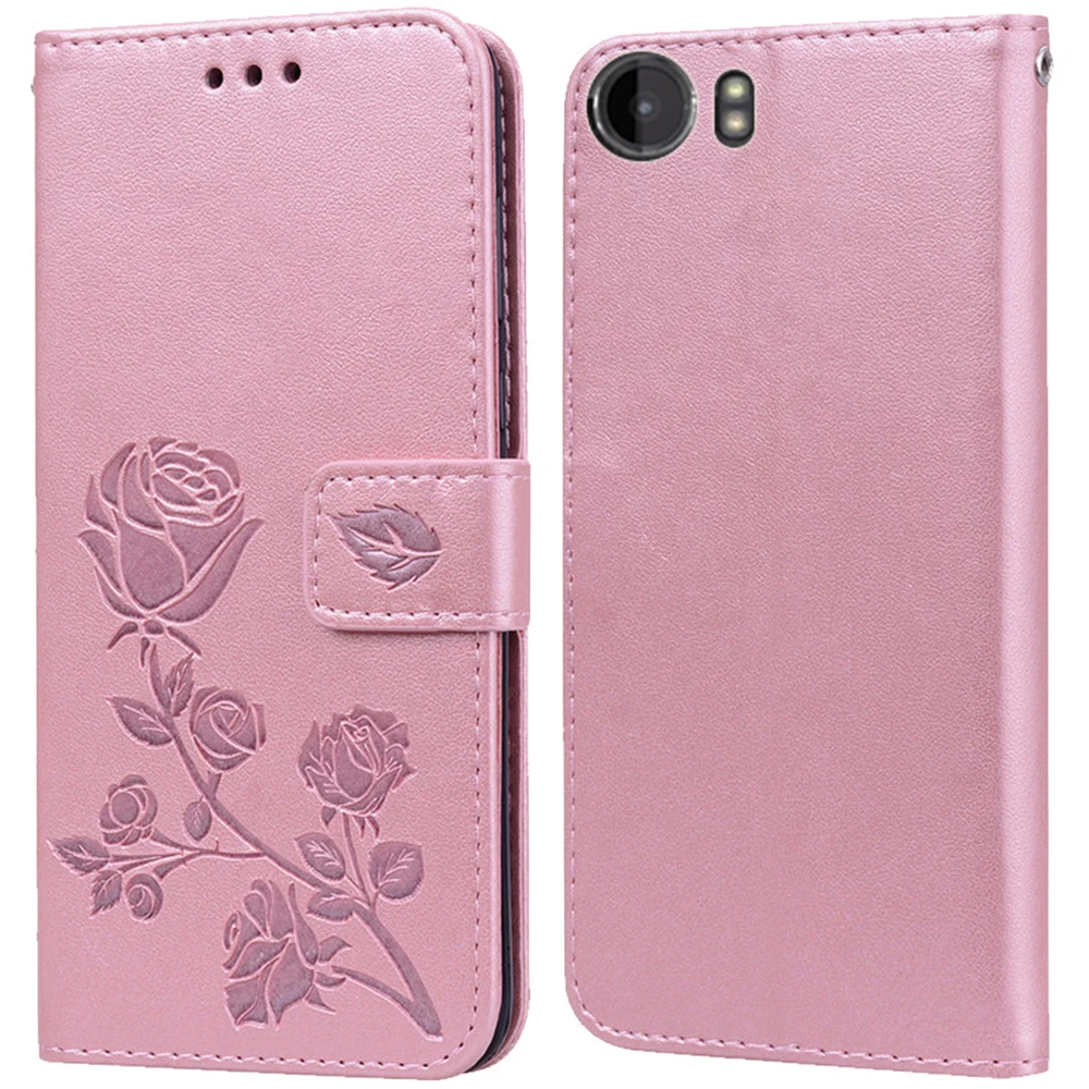 Роскошный кожаный чехол книжка для BlackBerry DTEK70 / Key One Rose Flower кошелек с подставкой