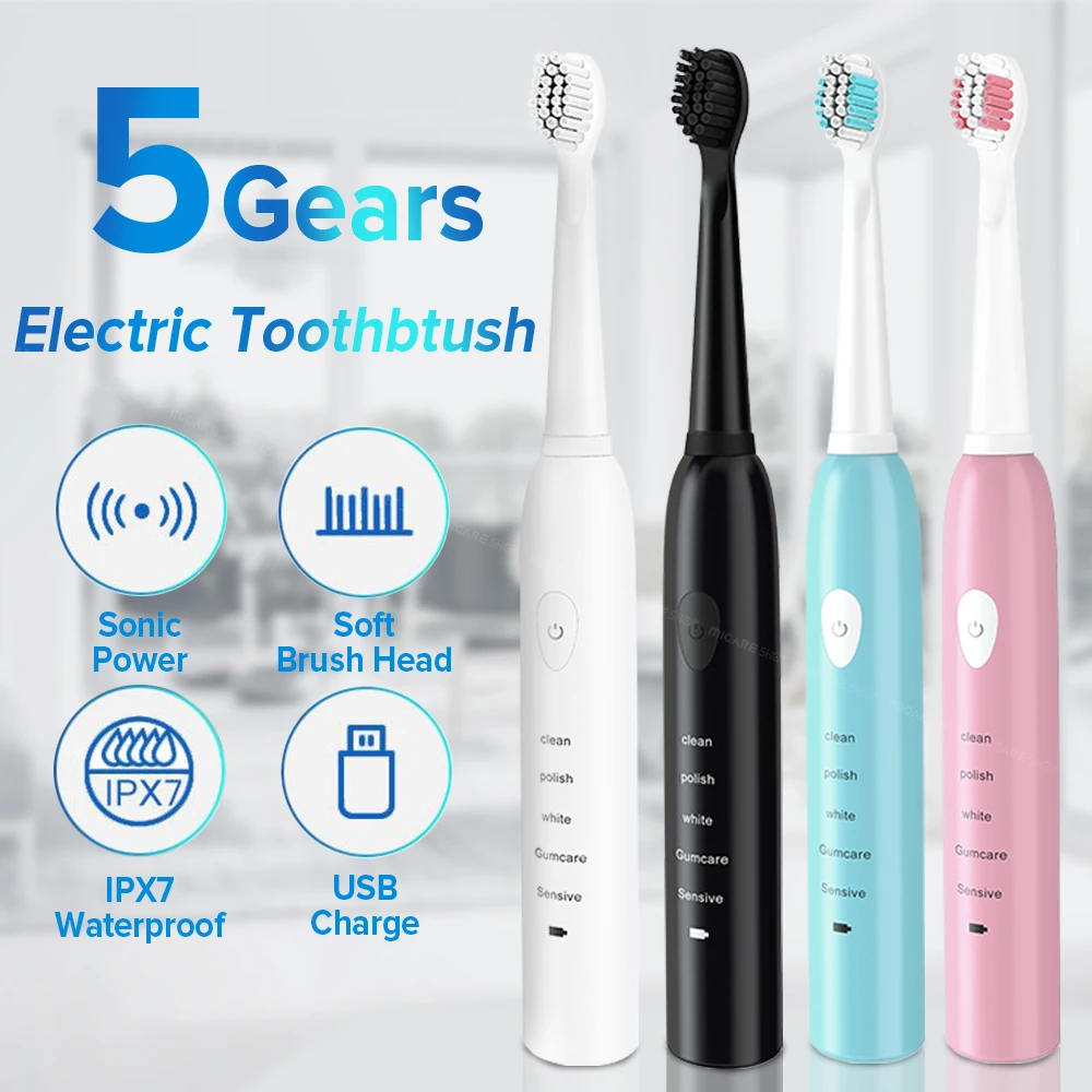 

Powerful Ultrasonic Sonic USB Rechargeable Tooth Brush Adult Electronic Washable Whitening Teeth Brush