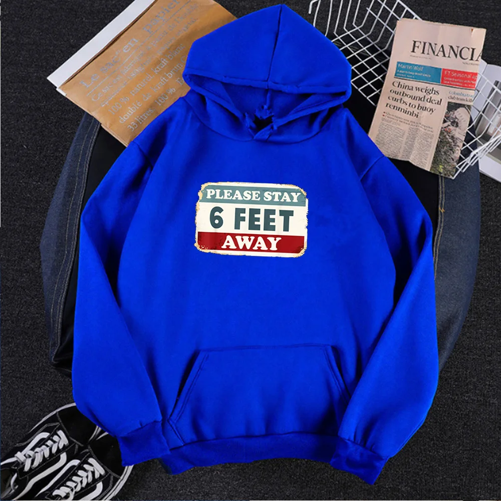 

Please Stay 6 Feet Away Hoodie Letter Hoodies Pullover Casual Girls Gothic Womens Tops Social Distancing 2021 Sweatshirt new