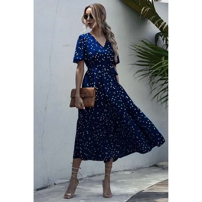Long Dress Women Casual Print Midi Sundresses Elegant Fitted Clothing Dresses M Size Blue Dot
Long Dress Women Casual Print Midi Sundresses Elegant Fitted Clothing Dresses M Size Blue Dot