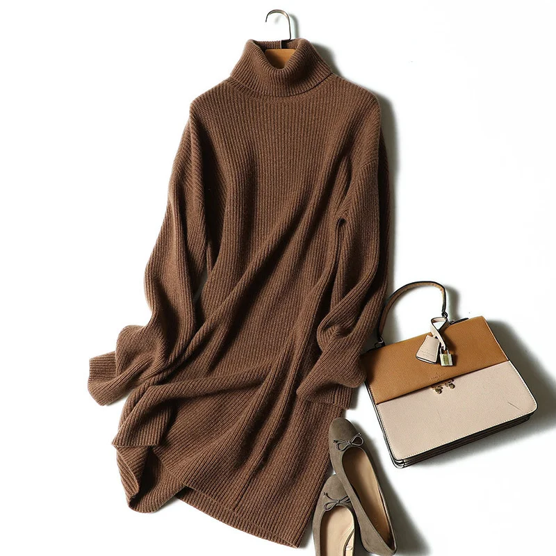 Autumn and winter new women's high neck cashmere skirt pure cashmere sweater warm thickened loose dress women's Knee Skirt
Autumn and winter new women's high neck cashmere skirt pure cashmere sweater warm thickened loose dress women's Knee Skirt