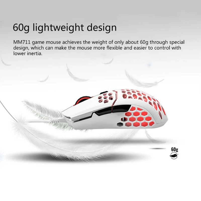 MM711 Honeycomb Shell Gaming Mouse 16000 DPI Pixart PMW 3389 Optical Sensor Colorful RGB Backlit Light Wired Mice
MM711 Honeycomb Shell Gaming Mouse 16000 DPI Pixart PMW 3389 Optical Sensor Colorful RGB Backlit Light Wired Mice