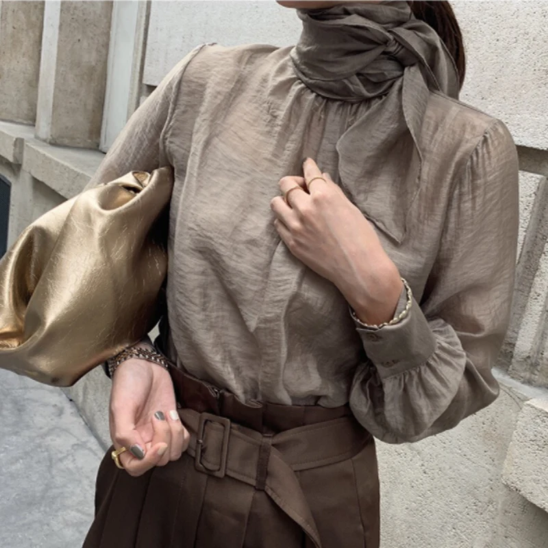 Sweet Chiffon Turtleneck Shirt Spring Fall Sexy See Through Thin Solid Women New Fashion Long Sleeve Blouse Elegant Tops Blusas
Sweet Chiffon Turtleneck Shirt Spring Fall Sexy See Through Thin Solid Women New Fashion Long Sleeve Blouse Elegant Tops Blusas