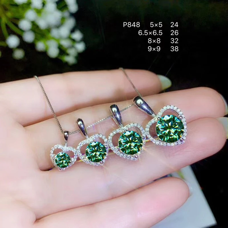 MeiBaPJ 1/2/3 Carats Green Moissanite Gemstone Love Heart Pendant Necklace for Women Real 925 Solid Silver Fine Wedding Jewelry
MeiBaPJ 1/2/3 Carats Green Moissanite Gemstone Love Heart Pendant Necklace for Women Real 925 Solid Silver Fine Wedding Jewelry