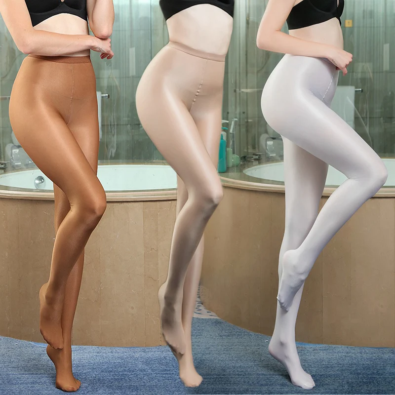 

70D Oil Glossy Tights Women Sexy Seamless Underwear One Line Crotch High Waist Shaping Pantyhose Hot Pole Dance Clubwear