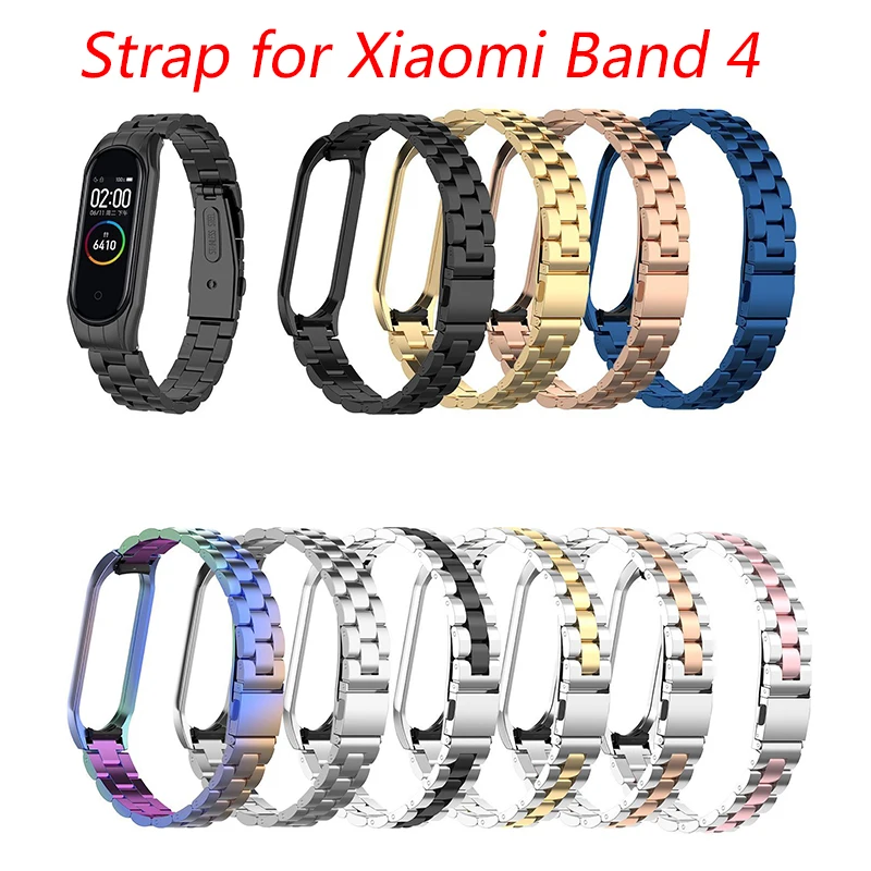 Металлический ремешок из нержавеющей стали для Xiaomi Mi Band 5 4 3 браслет на запястье