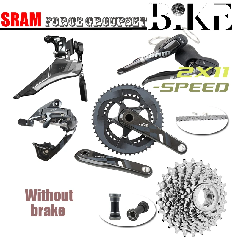 SRAM FORCE 22 2X11 Speed Road Bicycle Derailleur Groupset Kit GXP Crankset Carbon Arm 170/172.5mm Without Calipers C-Brake
SRAM FORCE 22 2X11 Speed Road Bicycle Derailleur Groupset Kit GXP Crankset Carbon Arm 170/172.5mm Without Calipers C-Brake