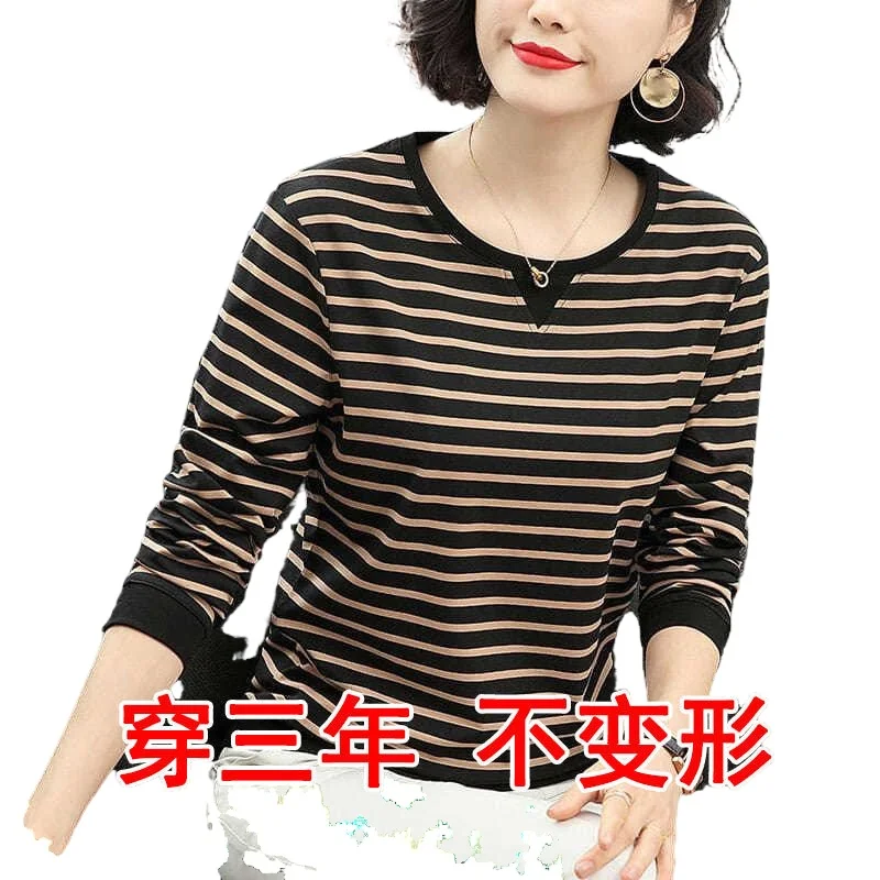 Pure cotton long-sleeved t-shirt women 2021 new style striped top middle-aged autumn casual wear
Pure cotton long-sleeved t-shirt women 2021 new style striped top middle-aged autumn casual wear