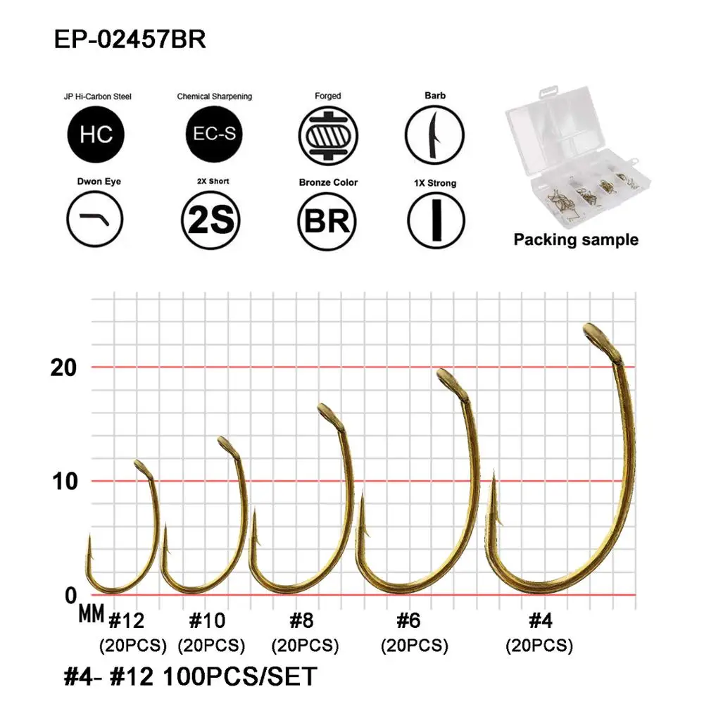 100 шт. Eupheng EP TMC2457 креветки и Caddis Pupa рыболовный крючок мушки узоры в виде яиц Glo bugs