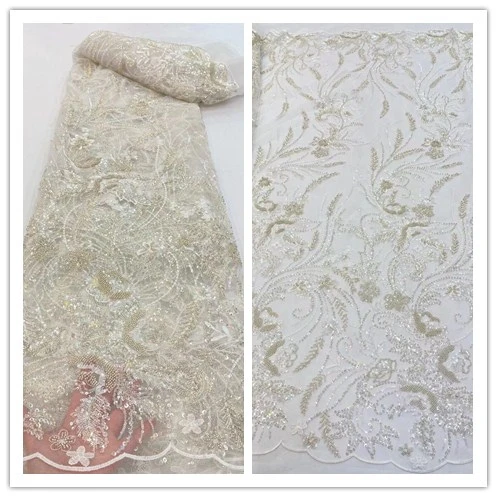 African French Net Lace Fabric with beads sequins SYJ-328883 High Quality Tulle Mesh Lace Nigerian Wedding Dress Lace For Woman 
African French Net Lace Fabric with beads sequins SYJ-328883 High Quality Tulle Mesh Lace Nigerian Wedding Dress Lace For Woman