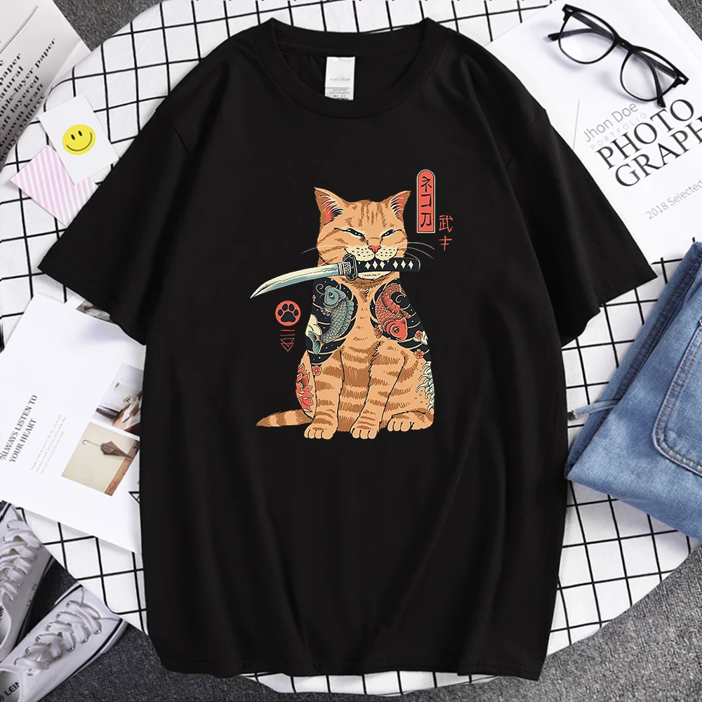 Japanese Style Cat Anime Samurai Sword Cotton T Shirt Summer Cool Ptinted T Shirts Street Funny Short Sleeve Top Men Rock Tshirt
Japanese Style Cat Anime Samurai Sword Cotton T Shirt Summer Cool Ptinted T Shirts Street Funny Short Sleeve Top Men Rock Tshirt